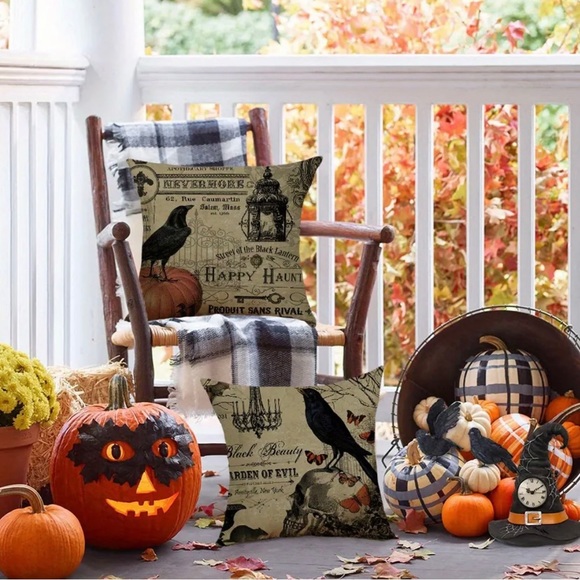 Skull & owl Dark Acedemia Halloween pillow cover - Picture 4 of 9